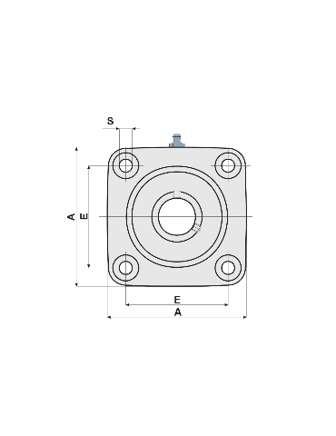 Palier applique carré pour arbre avec épaulement UCF/CS