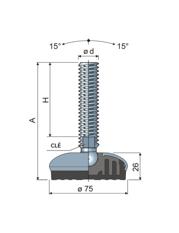 Stainless steel articulated foot Ø 75