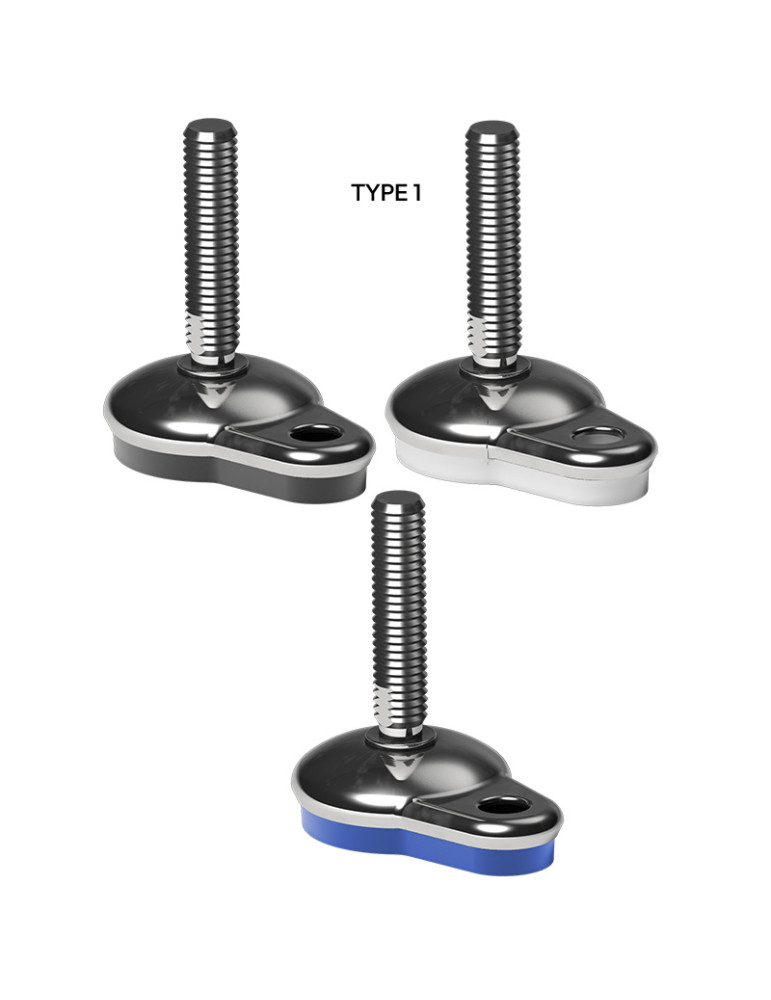 Stainless steel foot 65x96mm angle +/- 5°