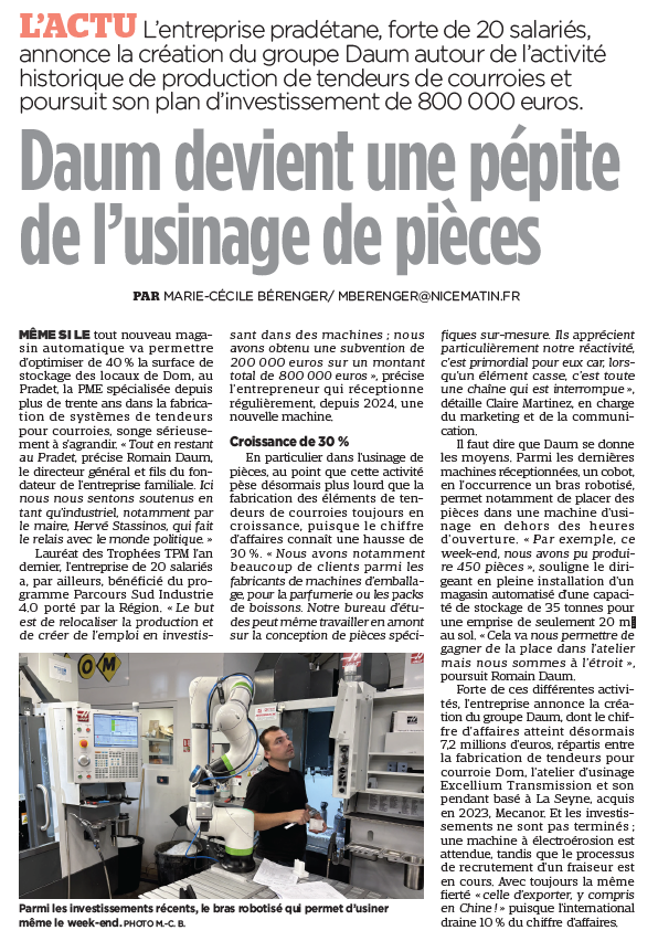 article dans var matin sur la création du groupe DAUM